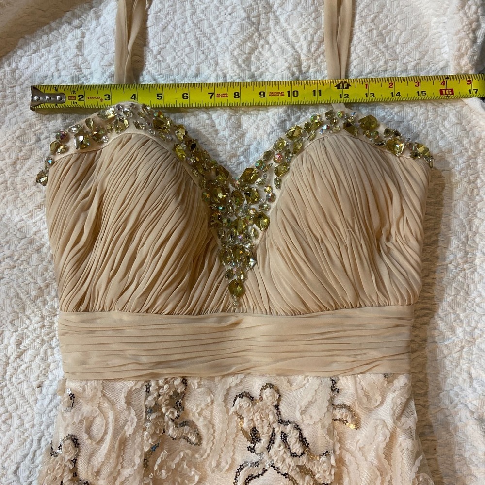 Vintage Aesthetic Lace Mermaid Gown - Sleeveless Ruffle Evening Dress - Champa - Picture 10 of 11